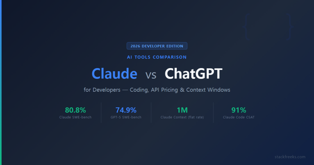 Claude vs ChatGPT for Developers 2026: Which One Should You Use?